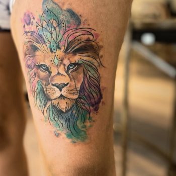 tau-stavanger-jørpeland-tattoo-tatovering-colorful-fargerik-colourful-lion-spiritual-spirituell