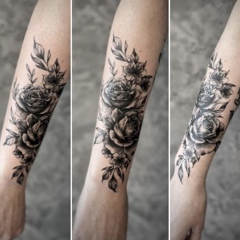 tau-stavanger-jørpeland-tattoo-tatovering-håndlegg-blomst-flower-flowerwork-bnw-svarthvit-realism-realistisk-shading